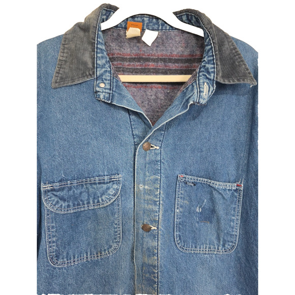 VTG Wrangler Big Ben Mens Barn Chore Coat Corduroy Collar Lined Distressed U.S.A - Picture 5 of 16